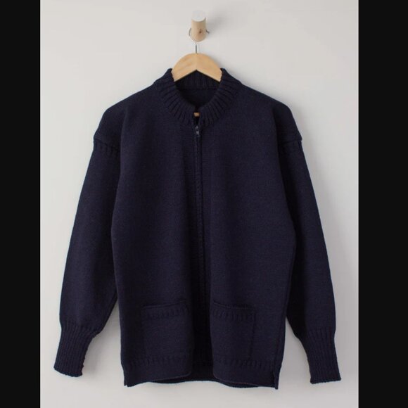 Le Tricoteur Knitwear Navy Zipped Guernsey Jacket